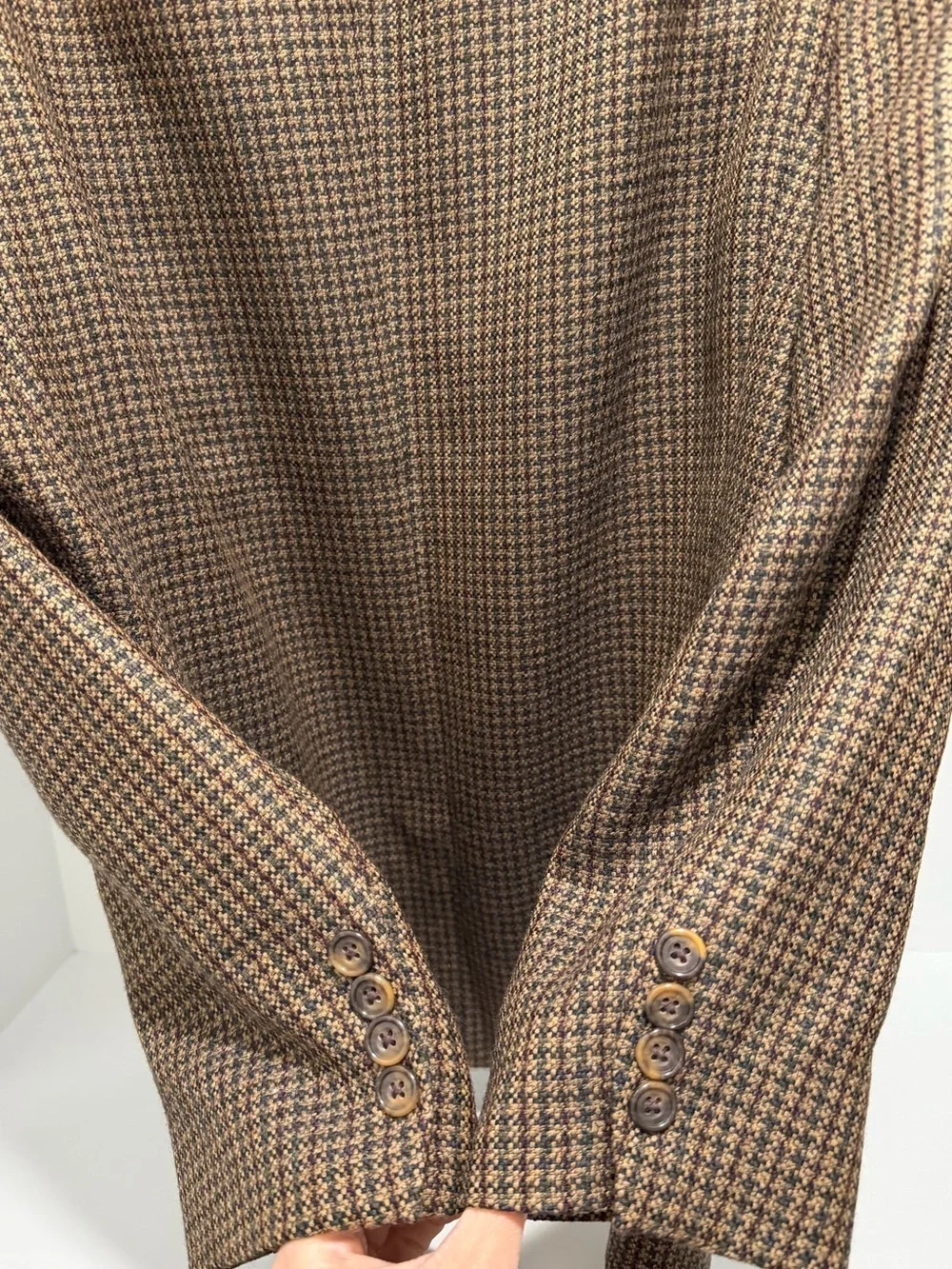 Oscar De La Renta‎ Houndstooth Tweed Wool Mens Blazer Sports Coat Jacket 42R